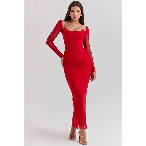 House of CB Katarina Scarlet Long Sleeve Maxi Dress - Picture 1 of 3